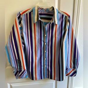 Vintage IZOD Women’s Plus 2X Button Down Shirt Multicolored w/stripes